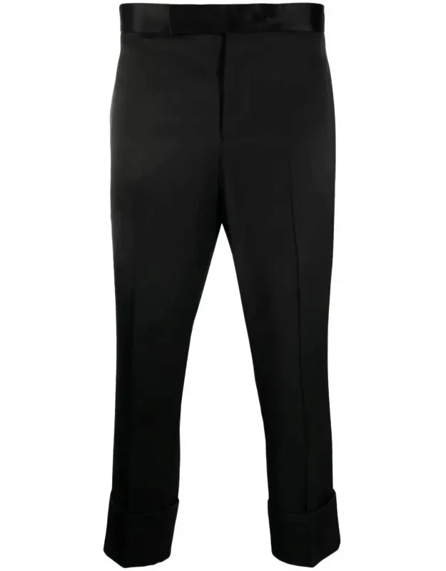Satin-finish Cropped Tailored Trousers