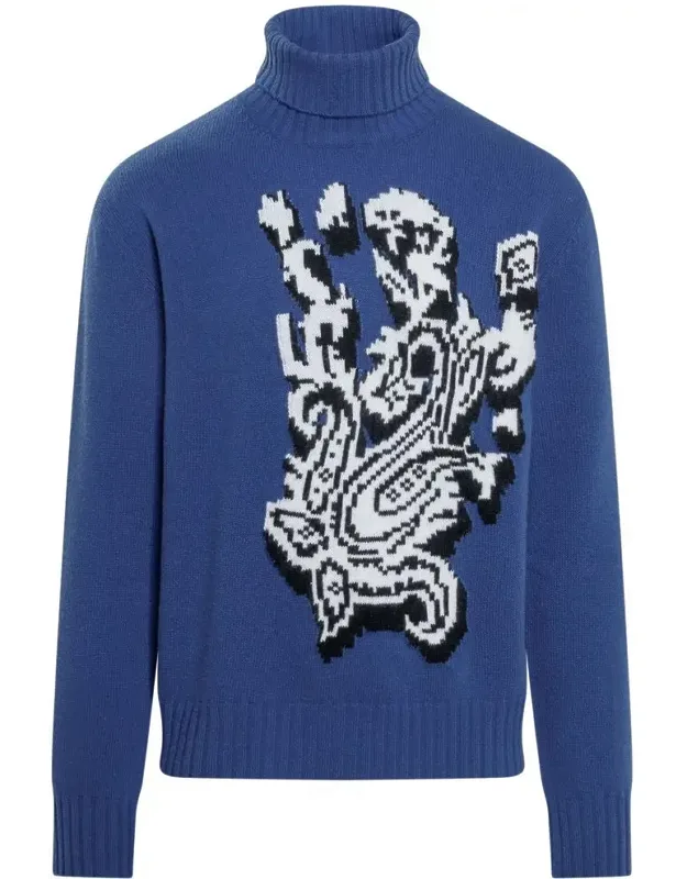 Inlaid Jacquard Turtleneck Sweater