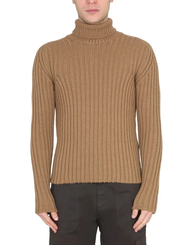 Turtleneck Sweater With High Neck And Ribbed Knitting
