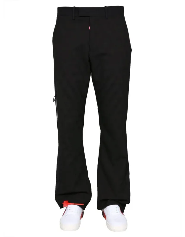 Off-white "low Fit" Trousers With Zipper And Hook Closure