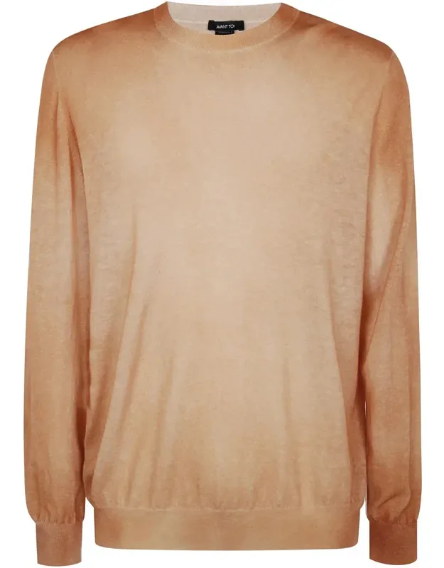 Two-color Ultralight Cashmere And Wool Round Neck Pullover