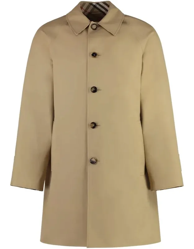 Cotton Trench Coat With Reversible Item And Check Motif