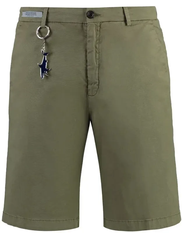 Cotton Bermuda Shorts With Two Side Pockets And Buttoned Back Welt Pockets