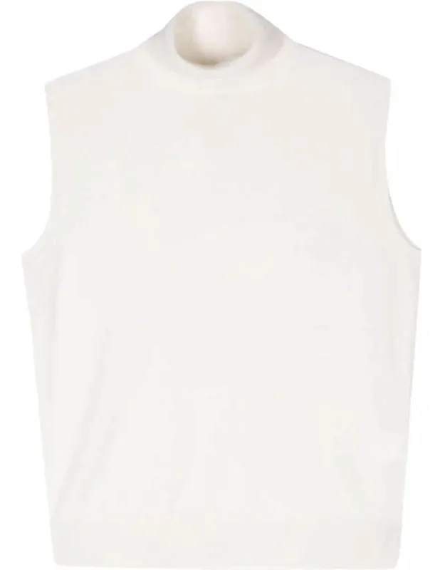 Wool Cashmere Sleeveless Turtleneck