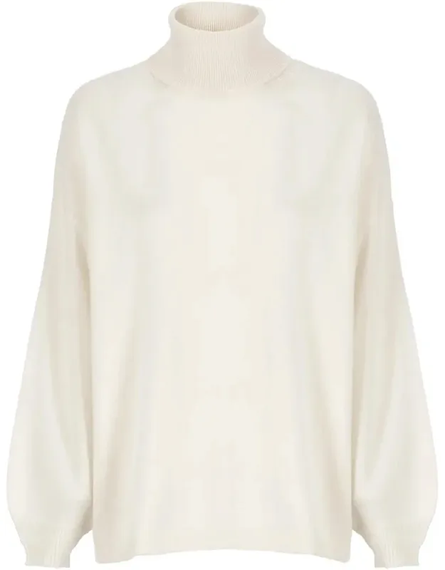 Biarritz Cashmere Sweater - Contrasting Color Striped Pattern, High Neck