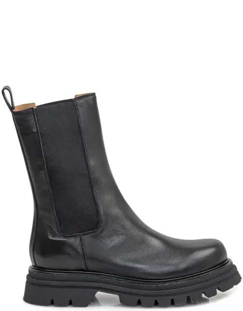 _ennequadro Leather Boot With Elastic Bands And Contoured Sole_