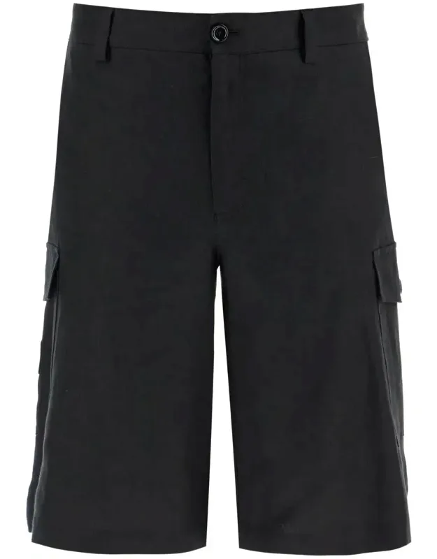 Linen Cargo Bermuda Shorts