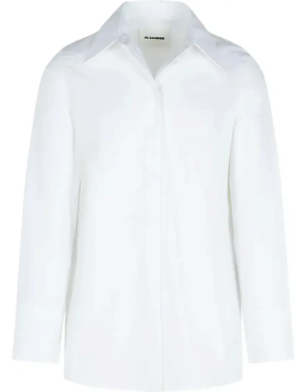 Jil Sander Cotton Shirt With Pointed Collar And Concealed Button Closure