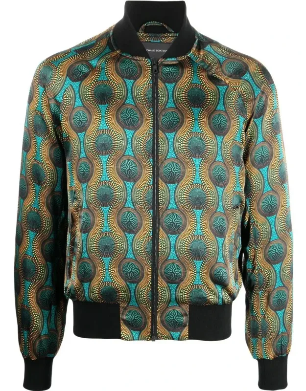 Printed Silk Bomber Jacket