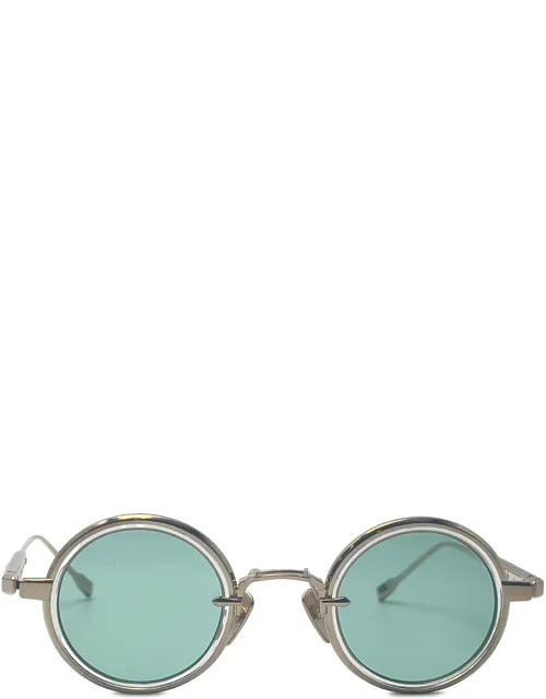 Sato Sunglasses - Round Titanium Sunglasses With Turquoise Lens