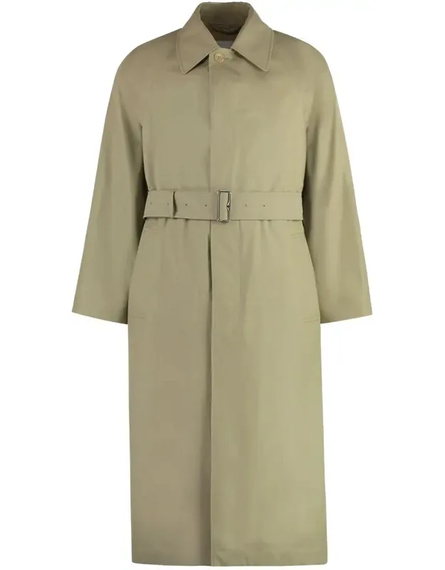 Cotton Trench Coat With Coordinated Waist Belt And Two Front Pockets