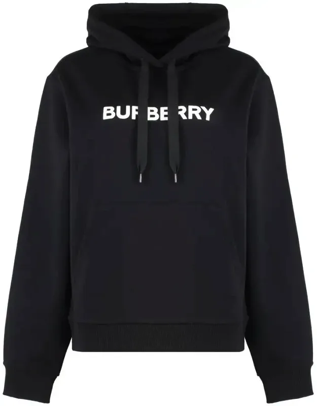 Burberry Cotton Hoodie With Ribbed Cuffs And Lower Edge