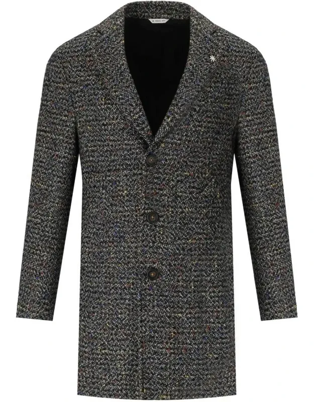 Melange Grey Single Breasted Coat