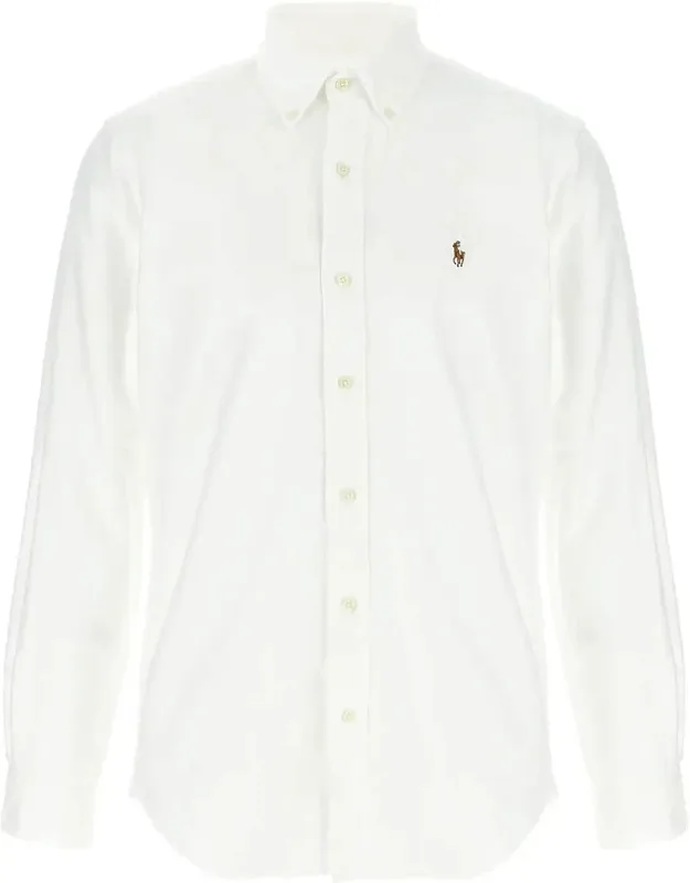 Polo Ralph Lauren Oxford Shirt Custom Fit With Pointed Button-down Collar And Long Sleeves