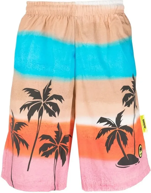 Barrow Poplin Bermuda Shorts With Elastic Waistband And Two Sides