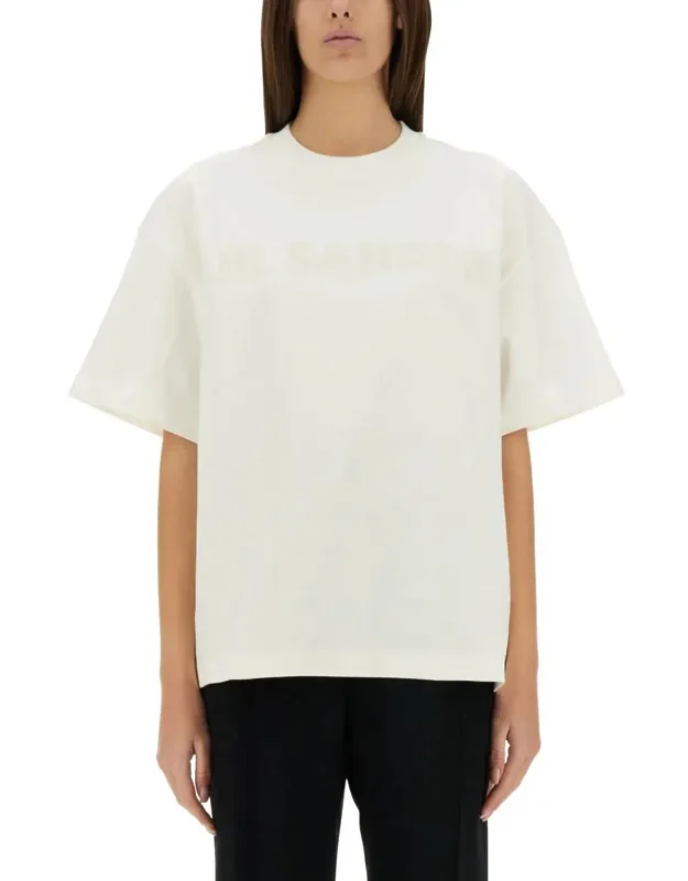 T-shirt With Logo 100% Cotton, The Model Is 180 Cm Tall