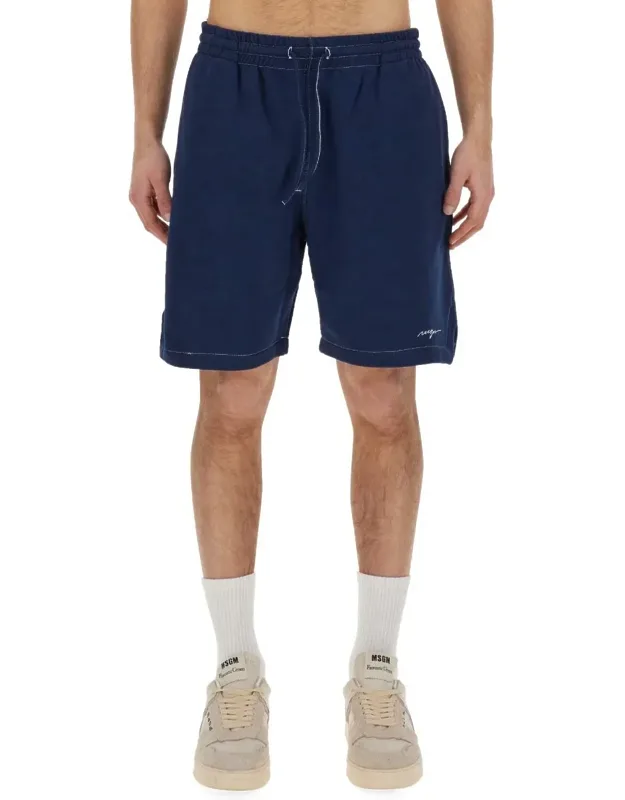 Msgm Bermuda Shorts With Embroidered Logo