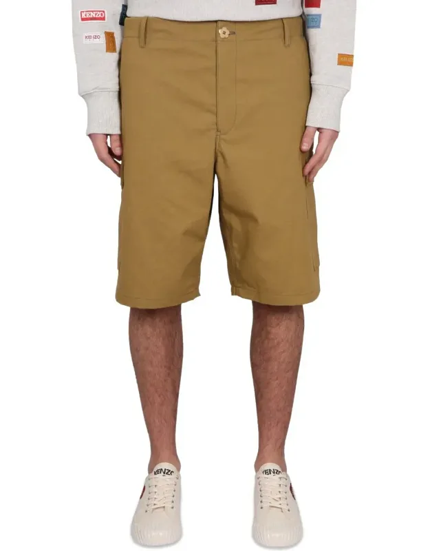 Cargo Shorts With Button Closure And Patch