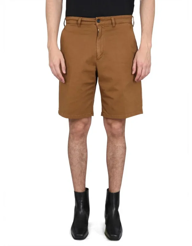 Department 5 Cotton Bermuda Shorts With Button Closure And Belt Loops