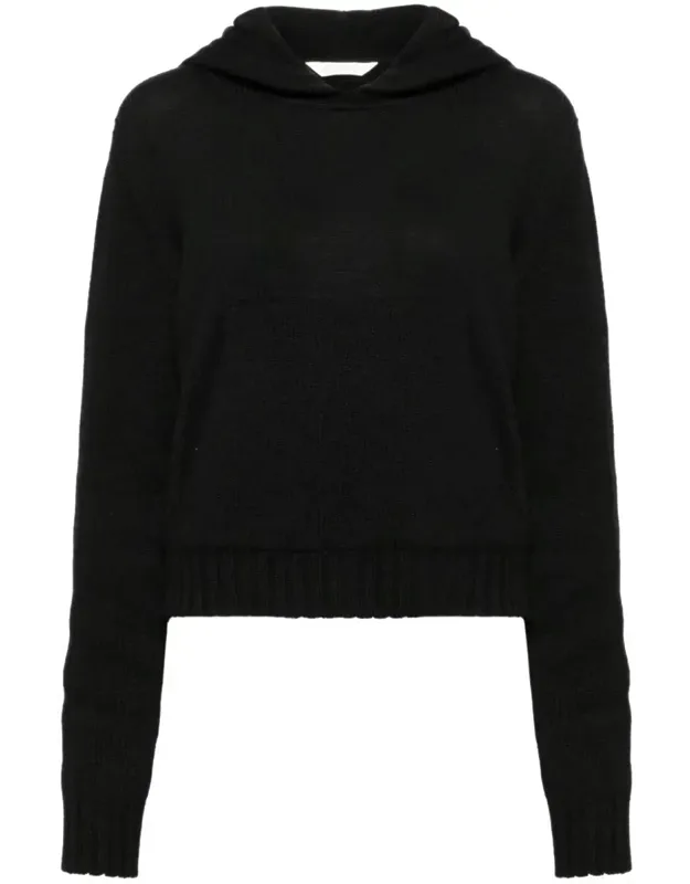 Curved Logo Knitted Hoodie