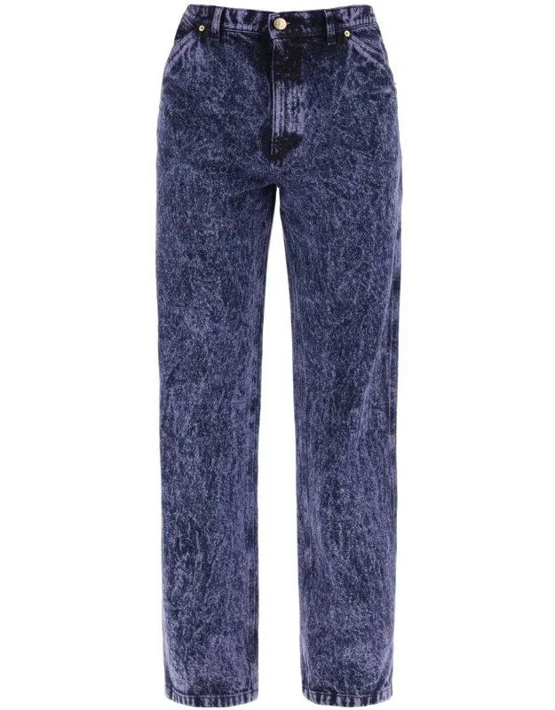 Loose Marbleized Denim Jeans