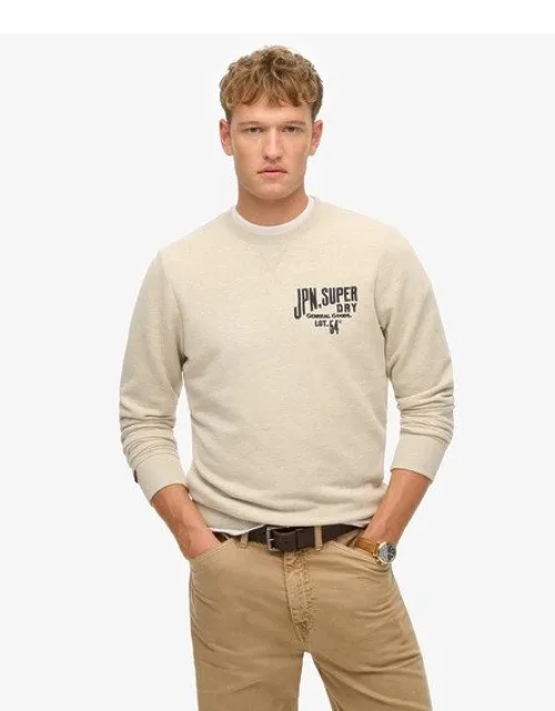 Superdry Workwear Applique Sweatshirt With Ribbed Crew Neckline And Large Applique Text