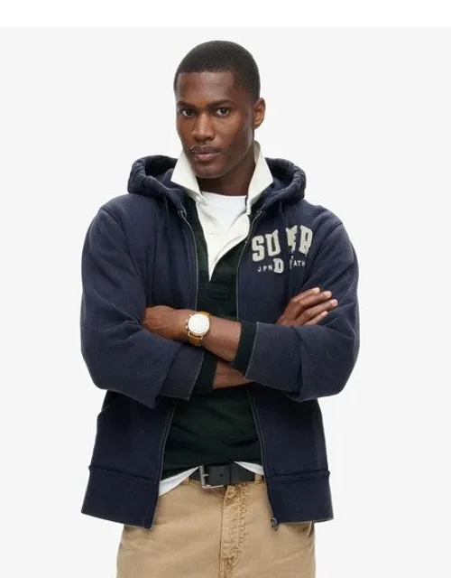 Superdry Vintage Athletic Zip Hoodie With Zip-through Design And Drawcord Adjusters