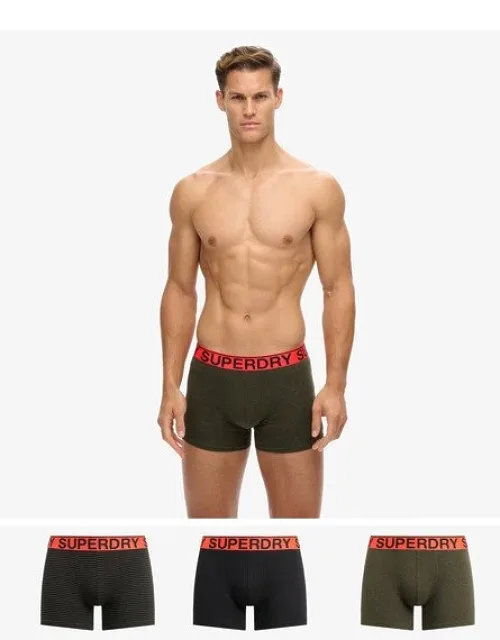 Superdry Boxer Triple Pack Elasticated Waistband, Signature Text