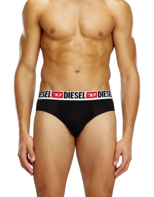 Three-pack Of Solid-colour Briefs; Elasticated Logo Waistband, Seamless Back