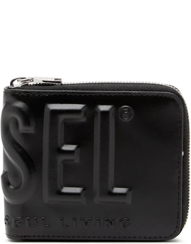 Leather Zip Wallet With Embossed Logo