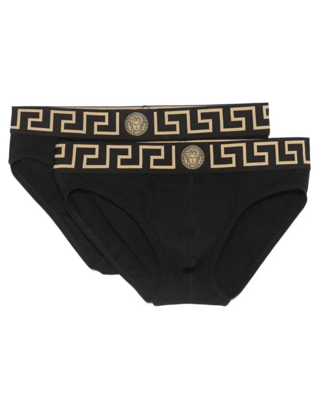 Cotton Briefs Set Of Two With Greca Pattern