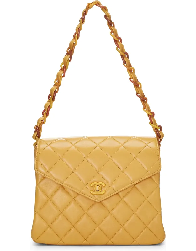 Quilted Lambskin Envelope Flap Shoulder Bag