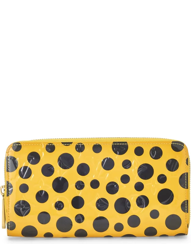 Yayoi Kusama Yellow Vernis Monogram Zippy Wallet