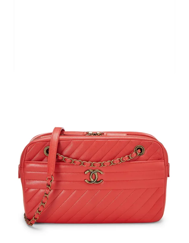 Quilted Lambskin Diagonal Camera Bag Large