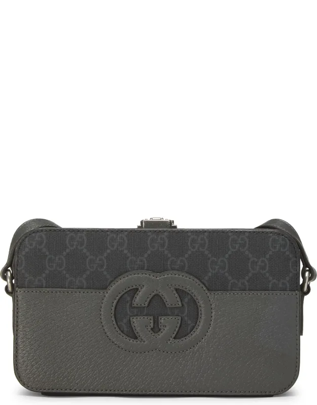 Grey Gg Supreme Canvas Padlock Crossbody Bag