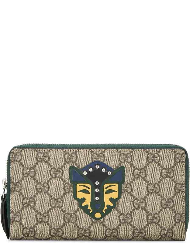Original Gg Supreme Tiger Zip Around Wallet