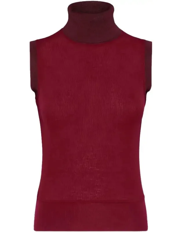 Sleeveless Turtleneck With Contrast Trims