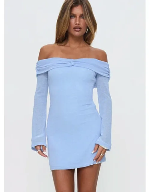 Long Sleeve Mini Dress With Ruched Bust Detail, Flared Cuffs