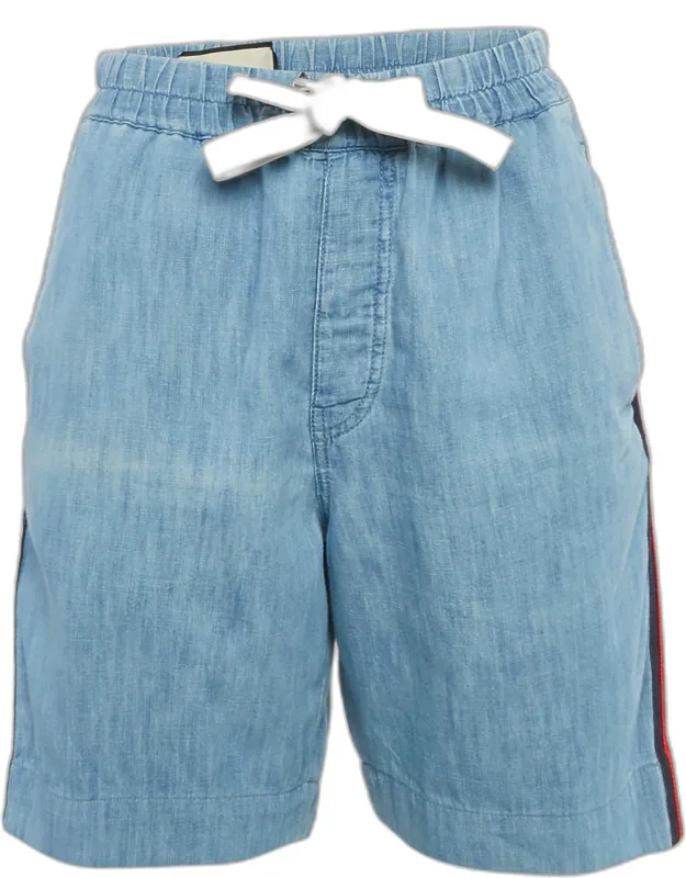 Denim Contrast Tape Trimmed Bermuda Shorts