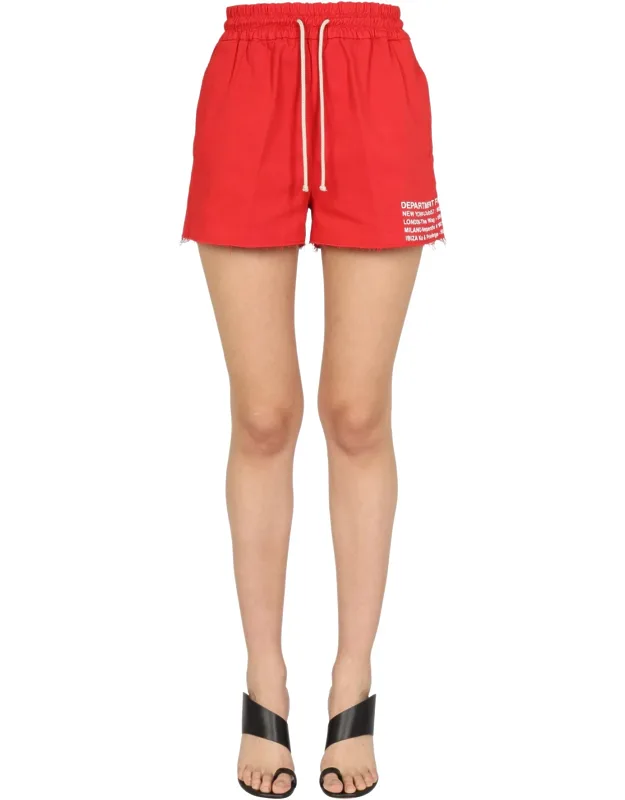 Logo Print Shorts With Elastic Drawstring Waistband