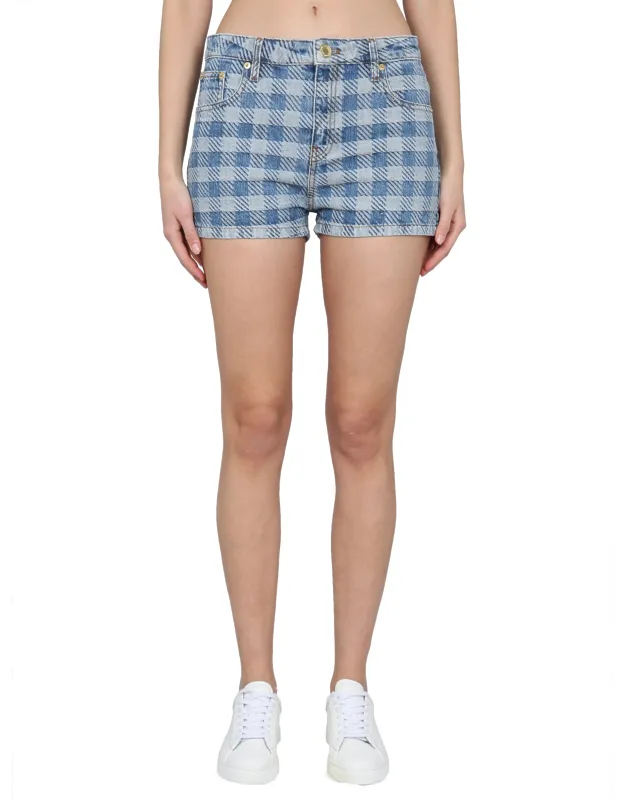 Denim Shorts With Zipper Closure