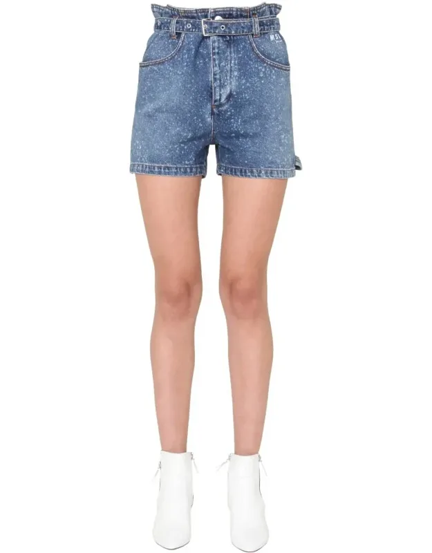 Msgm Denim Shorts With High Waist