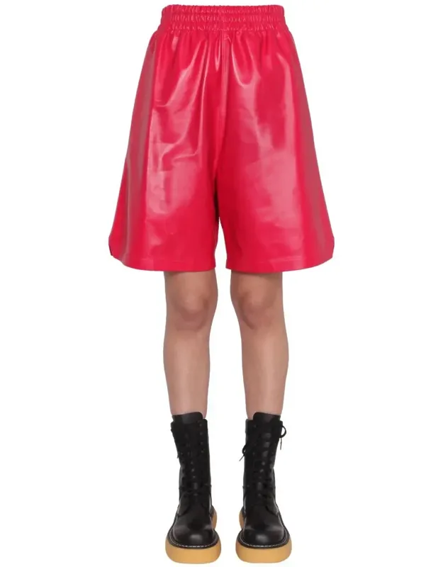 Bottega Veneta Leather Shorts With Elastic Waist And Two Side Pockets