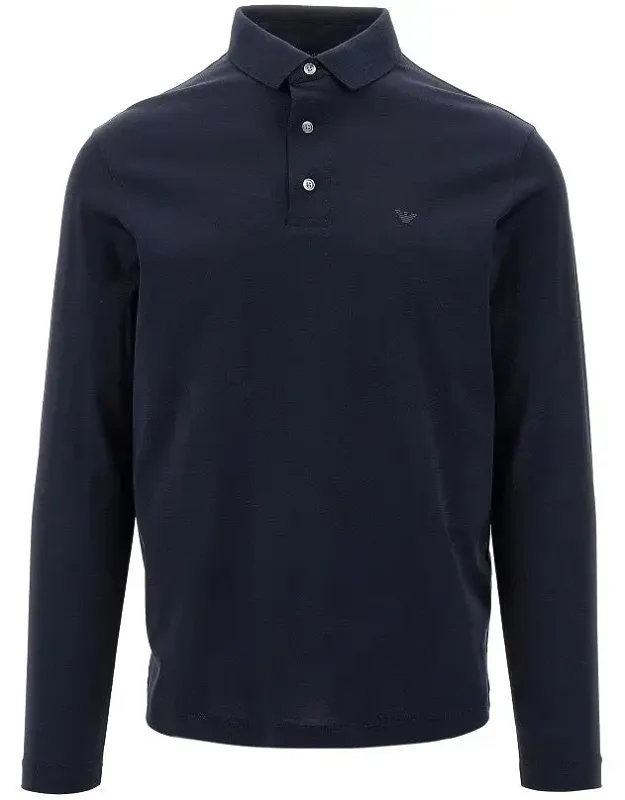 Jersey Polo Shirt With Logo, Lightweight Cotton-blend, Micro Ribbed Collar