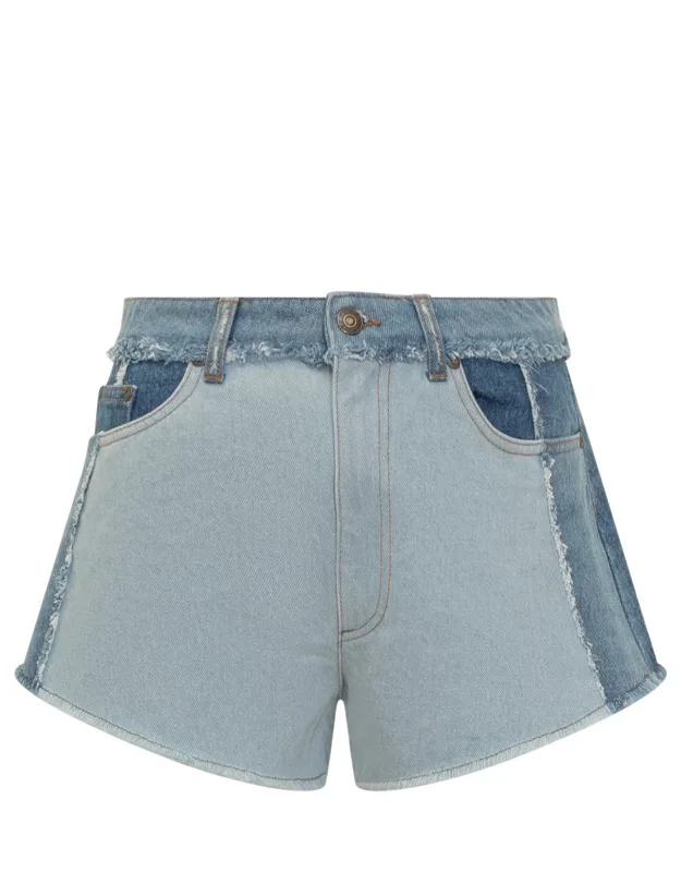 Denim Shorts With Zipper And Belt Loops