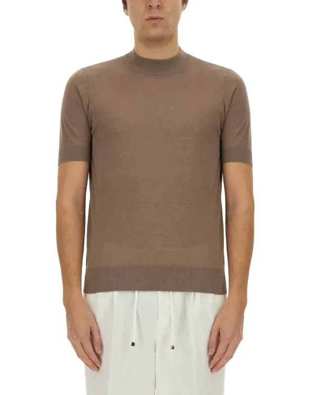 Knitted T-shirt In Silk And Cotton Blend