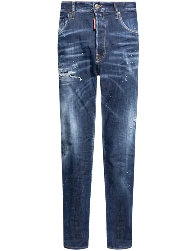 Distressed Straight-leg Jeans