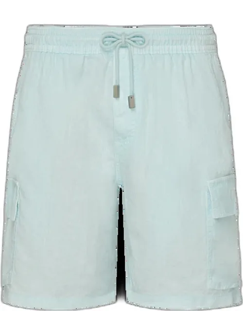 Linen Bermuda Shorts With Cargo Pockets