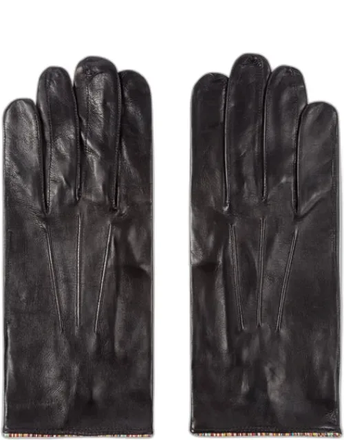 Leather Gloves With 'signature Stripe' Piping
