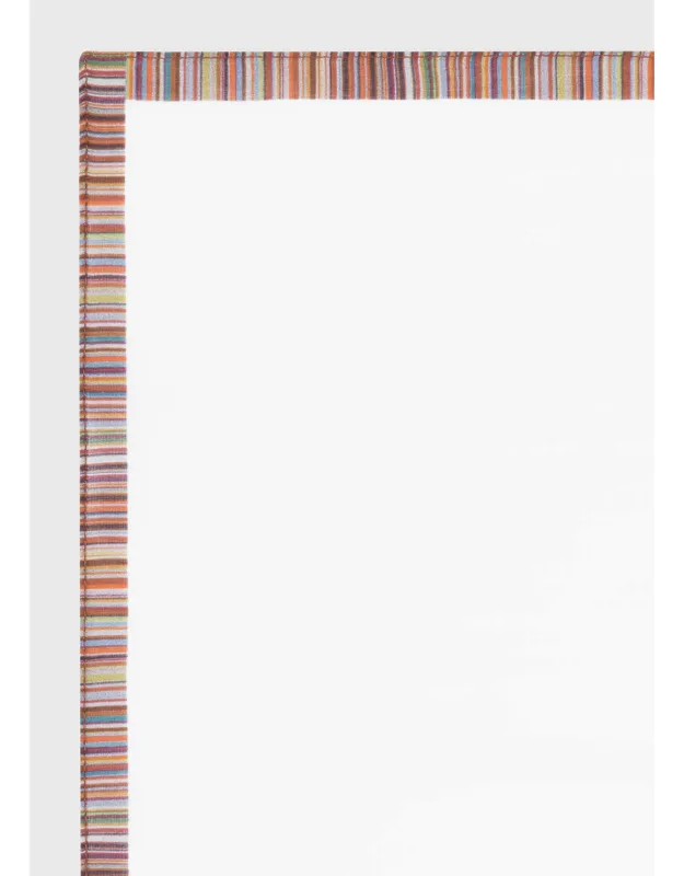 Cotton Pocket Square With 'signature Stripe' Border